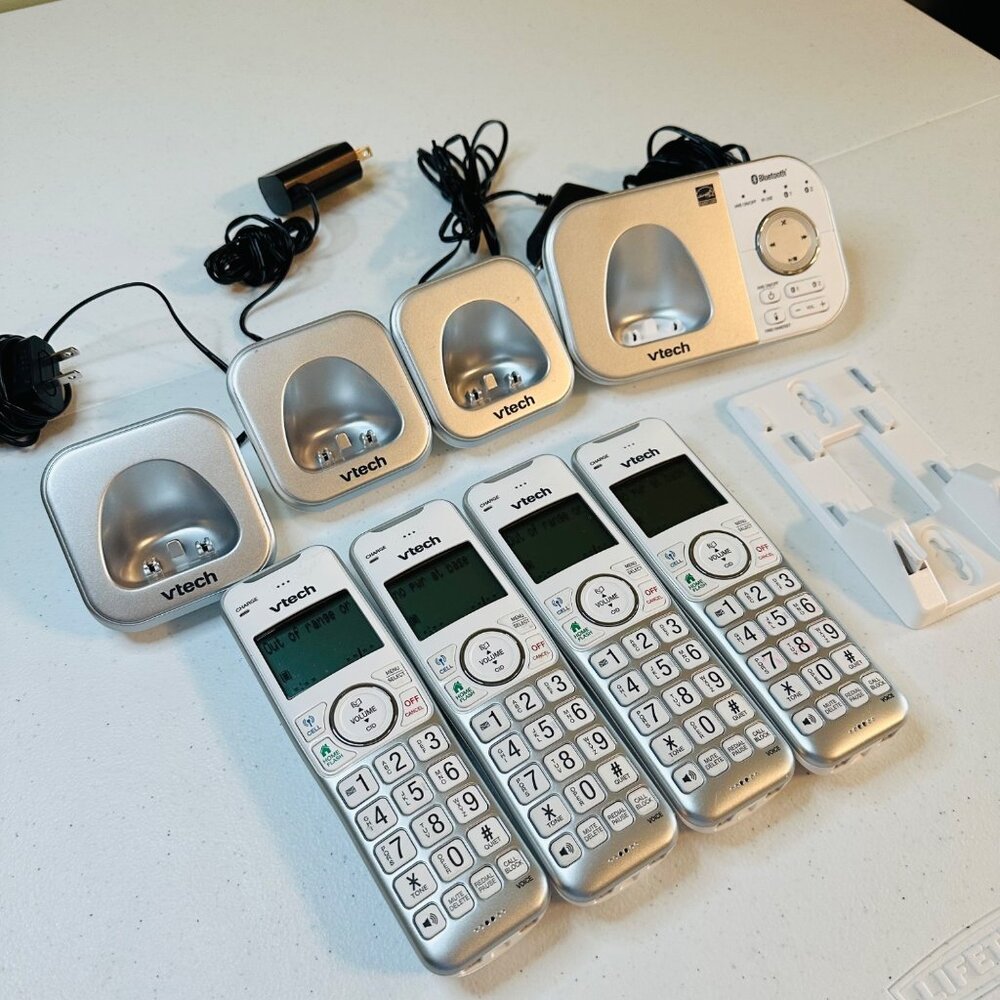 VTech Bluetooth Cordless telephones 4 handsets answering machine connect to cell